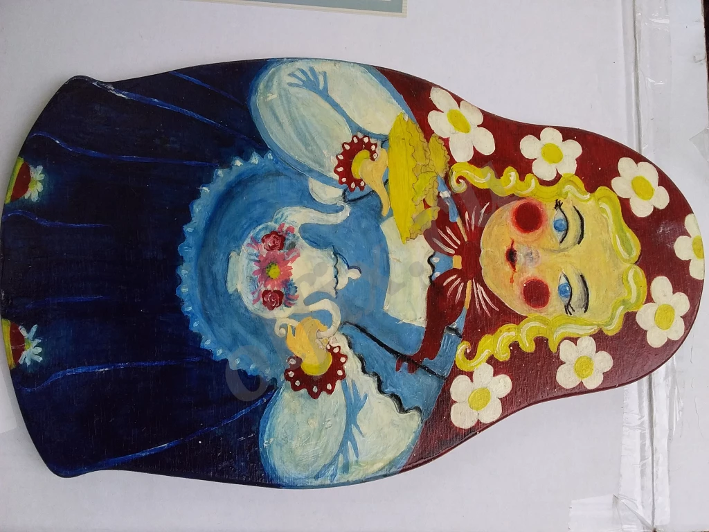 Матрёшка. Досточка для разделки.  Художественная. Дерево с росписью.